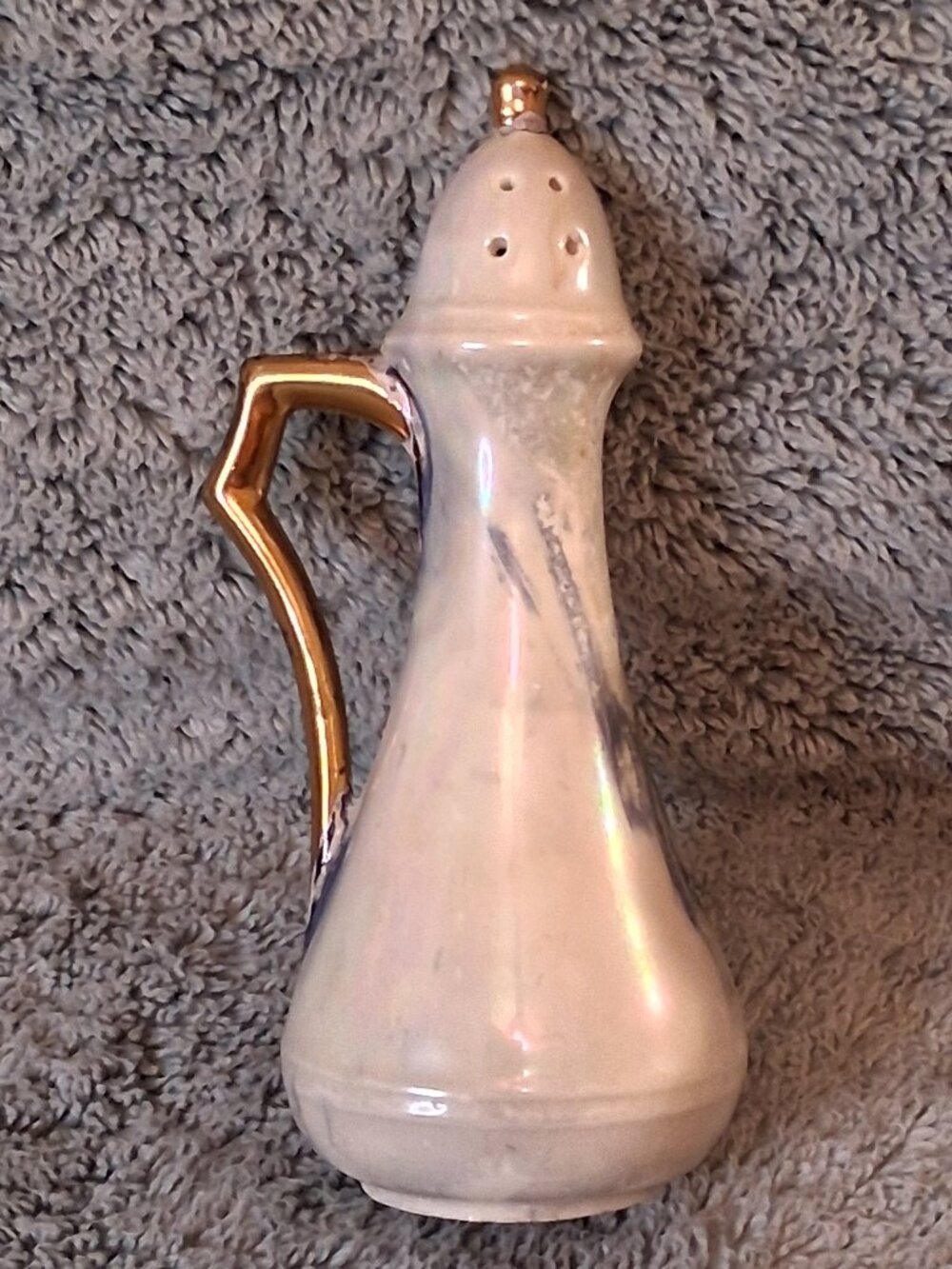 Vintage 1960s Studio Pottery Shaker Signed Lillie H 1963 Luster Gold Trim - Picture 3 of 7